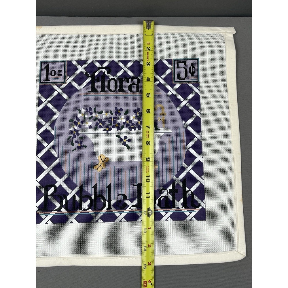 TS Designs Handpainted Needlepoint Canvas - Floral Bubble Bath Purple Flowers - Picture 6 of 9